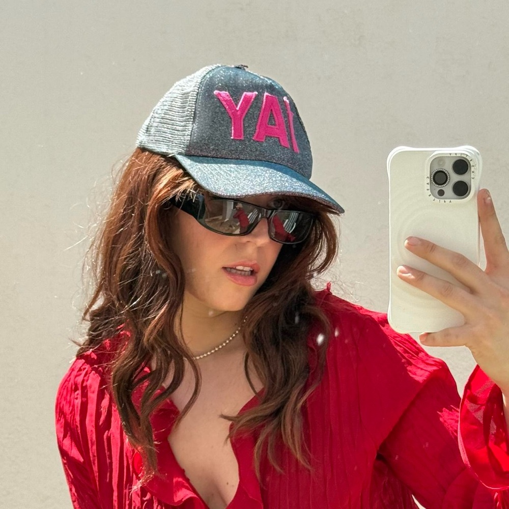 YAY Glitter Mesh Trucker Hat - Picture 2 of 5